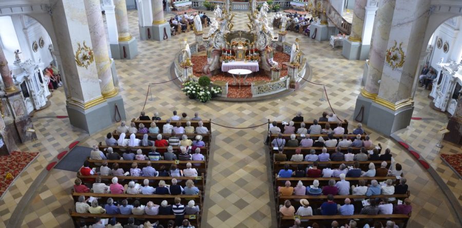 Vierzehnheiligen – immer wieder mal Station der OrgelFahrt mit Matthias Grünert. Immer volles Haus.